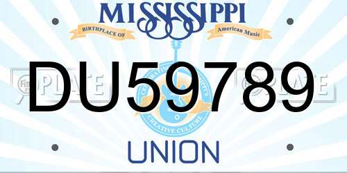 DU59789 Mississippi License Plate
