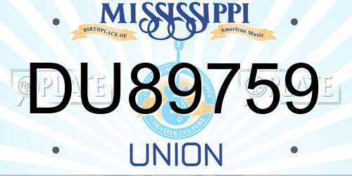 DU89759 Mississippi License Plate