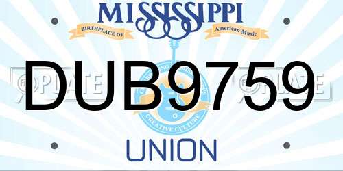 DUB9759 Mississippi License Plate