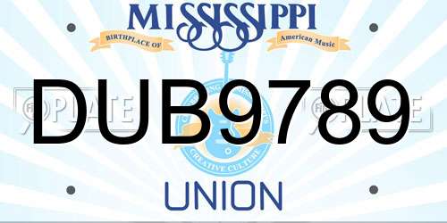 DUB9789 Mississippi License Plate