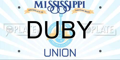 DUBY Mississippi License Plate