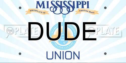 DUDE Mississippi License Plate