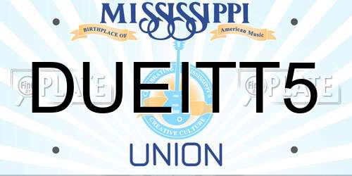 DUEITT5 Mississippi License Plate