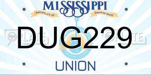DUG229 Mississippi License Plate