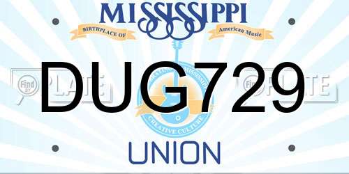 DUG729 Mississippi License Plate