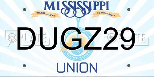 DUGZ29 Mississippi License Plate