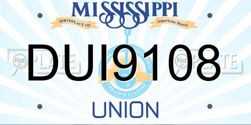 DUI9108 Mississippi License Plate