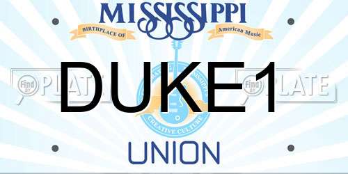 DUKE1 Mississippi License Plate