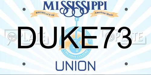 DUKE73 Mississippi License Plate