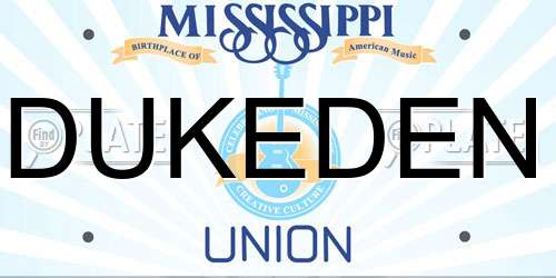DUKEDEN Mississippi License Plate