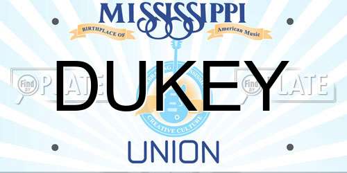 DUKEY Mississippi License Plate