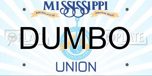 DUMBO Mississippi License Plate