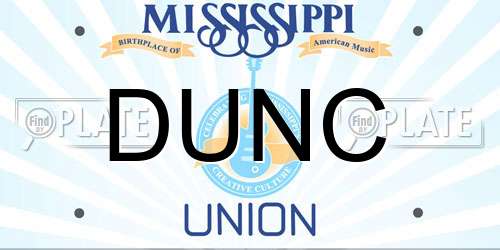 DUNC Mississippi License Plate