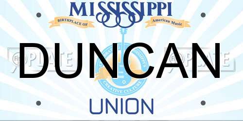 DUNCAN Mississippi License Plate