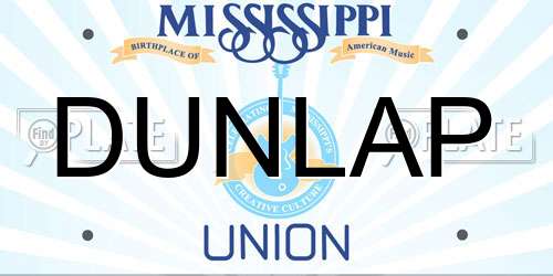 DUNLAP Mississippi License Plate