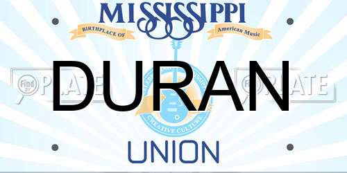 DURAN Mississippi License Plate