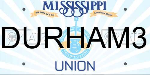 DURHAM3 Mississippi License Plate