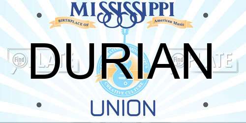 DURIAN Mississippi License Plate