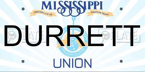 DURRETT Mississippi License Plate