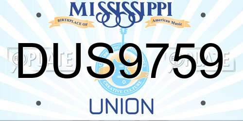 DUS9759 Mississippi License Plate