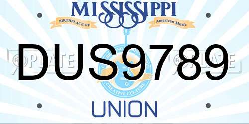 DUS9789 Mississippi License Plate
