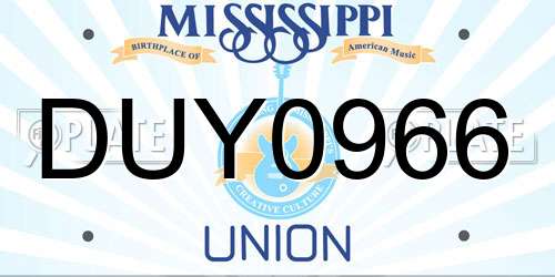 DUY0966 Mississippi License Plate