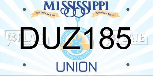 DUZ185 Mississippi License Plate
