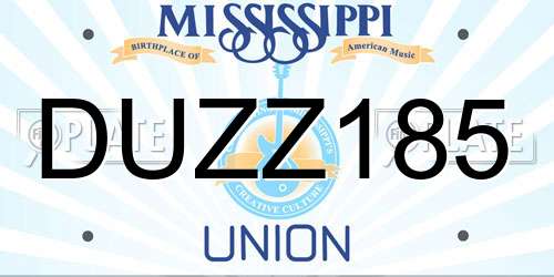 DUZZ185 Mississippi License Plate