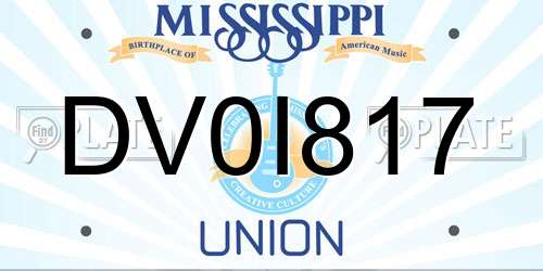 DV0I817 Mississippi License Plate