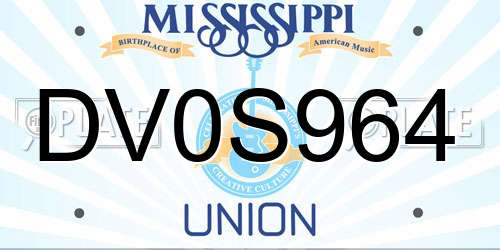 DV0S964 Mississippi License Plate