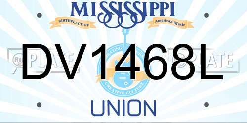 DV1468L Mississippi License Plate