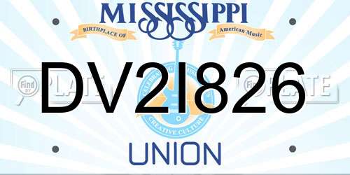 DV2I826 Mississippi License Plate