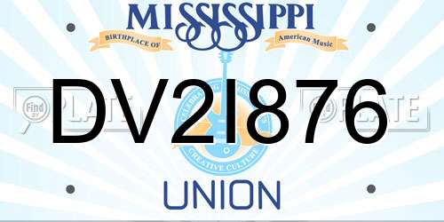 DV2I876 Mississippi License Plate