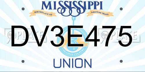 DV3E475 Mississippi License Plate