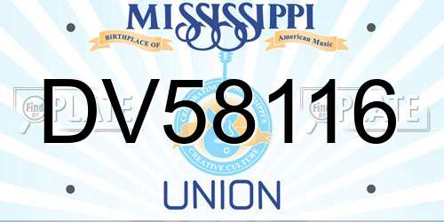 DV58116 Mississippi License Plate