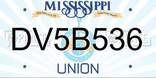DV5B536 Mississippi License Plate