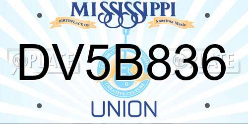 DV5B836 Mississippi License Plate