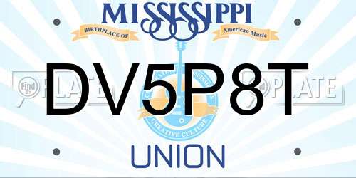 DV5P8T Mississippi License Plate
