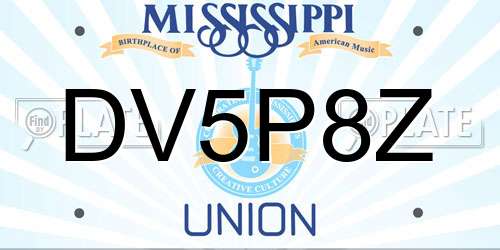 DV5P8Z Mississippi License Plate
