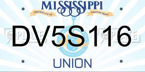 DV5S116 Mississippi License Plate