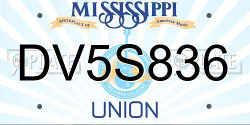 DV5S836 Mississippi License Plate