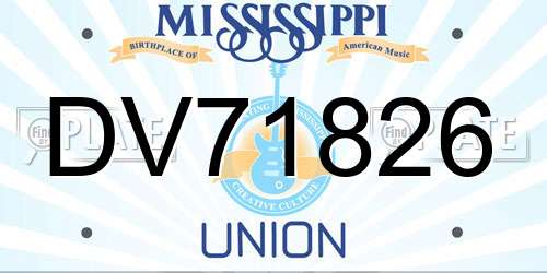 DV71826 Mississippi License Plate