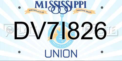DV7I826 Mississippi License Plate