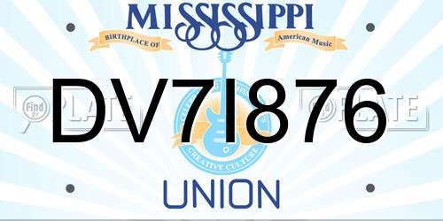 DV7I876 Mississippi License Plate