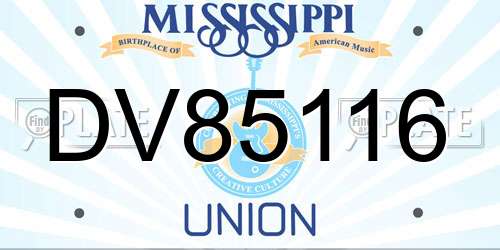 DV85116 Mississippi License Plate