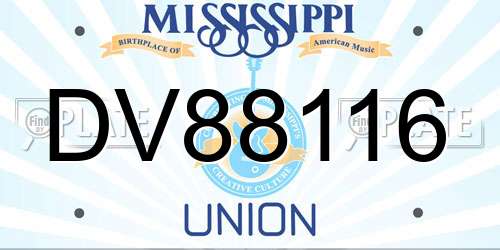 DV88116 Mississippi License Plate