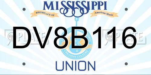 DV8B116 Mississippi License Plate