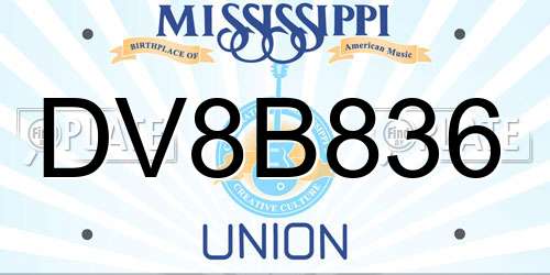 DV8B836 Mississippi License Plate