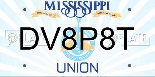 DV8P8T Mississippi License Plate