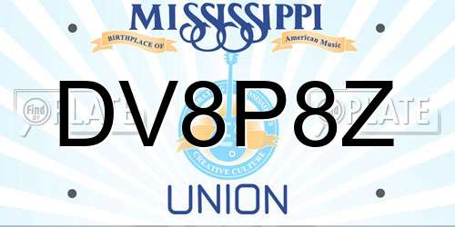 DV8P8Z Mississippi License Plate